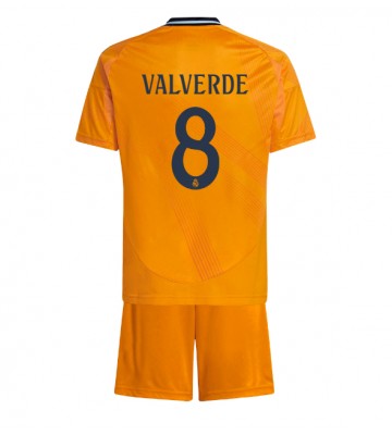 Real Madrid Federico Valverde #8 Borta Kläder Barn 2024-25 Kortärmad (+ Korta byxor)